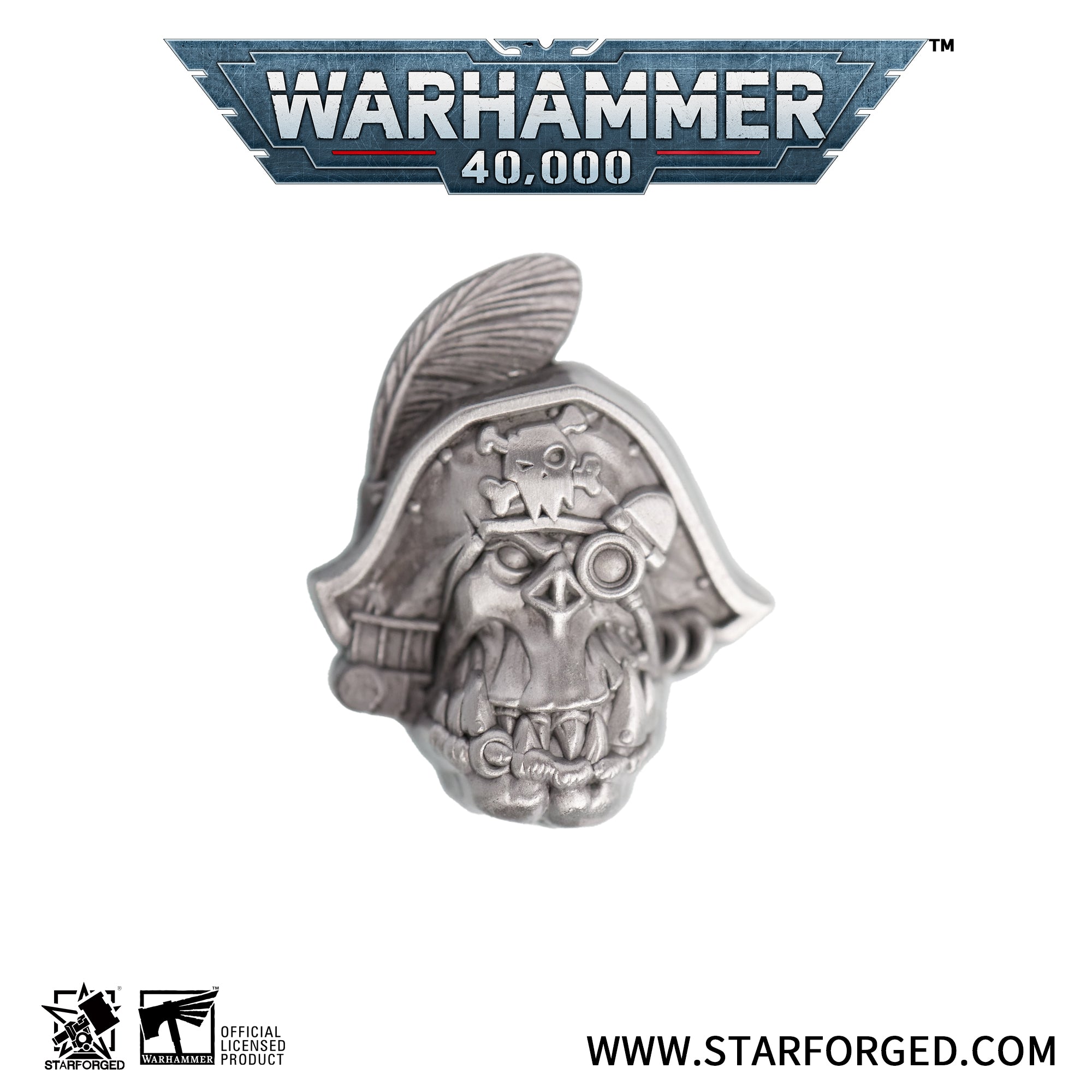 Starforged & Warhammer 40K Brooch Space Pirate Ork Kaptin Badrukk Pin Badge
